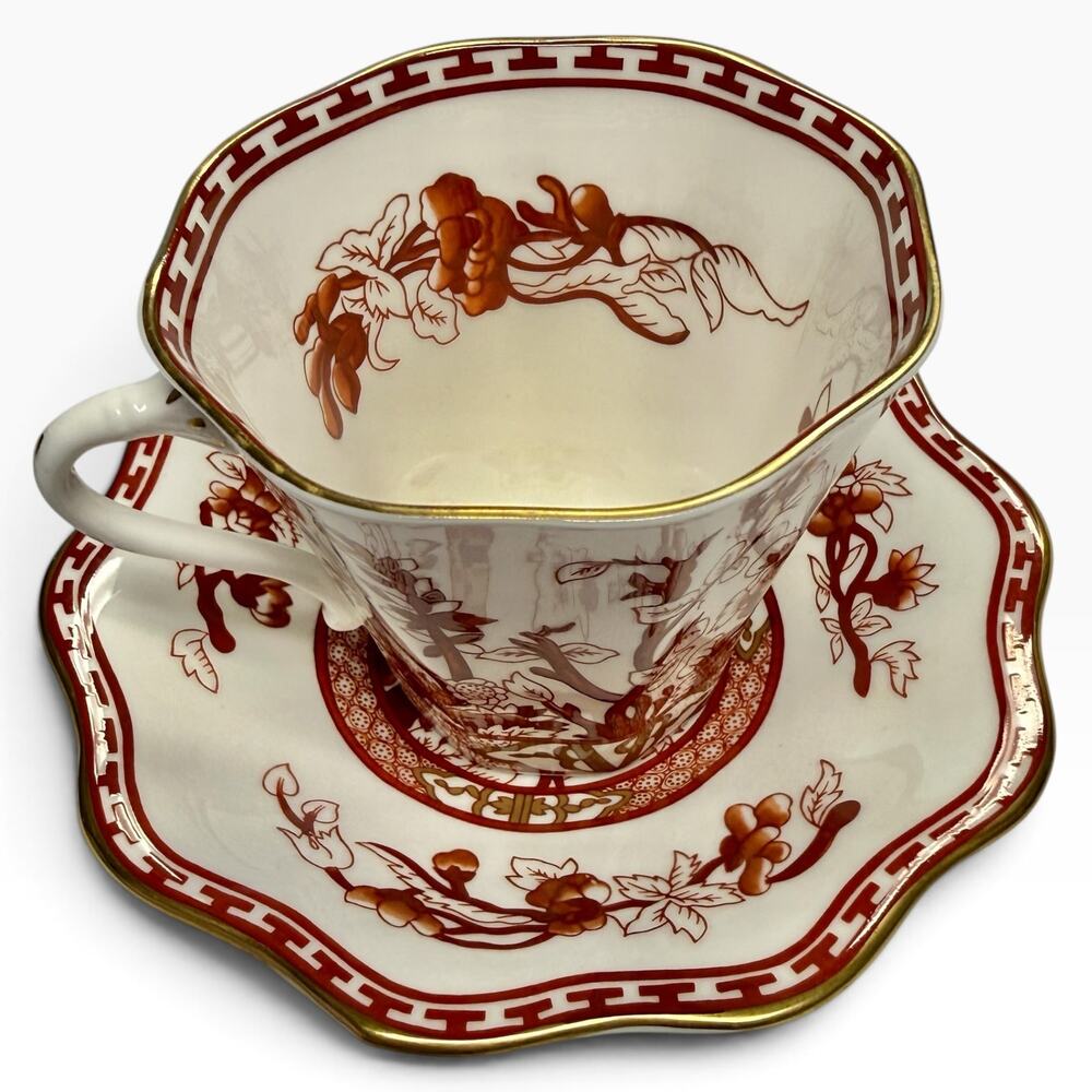 Coalport Teacup & Saucer Indian Tree Coral Fine Bone China 70s 80s England